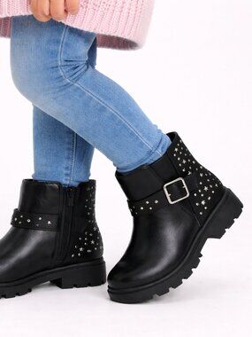 Wonder Nation Faux Leather Moto Stud Chelsea Bootie Fall Party Rock School Vegan